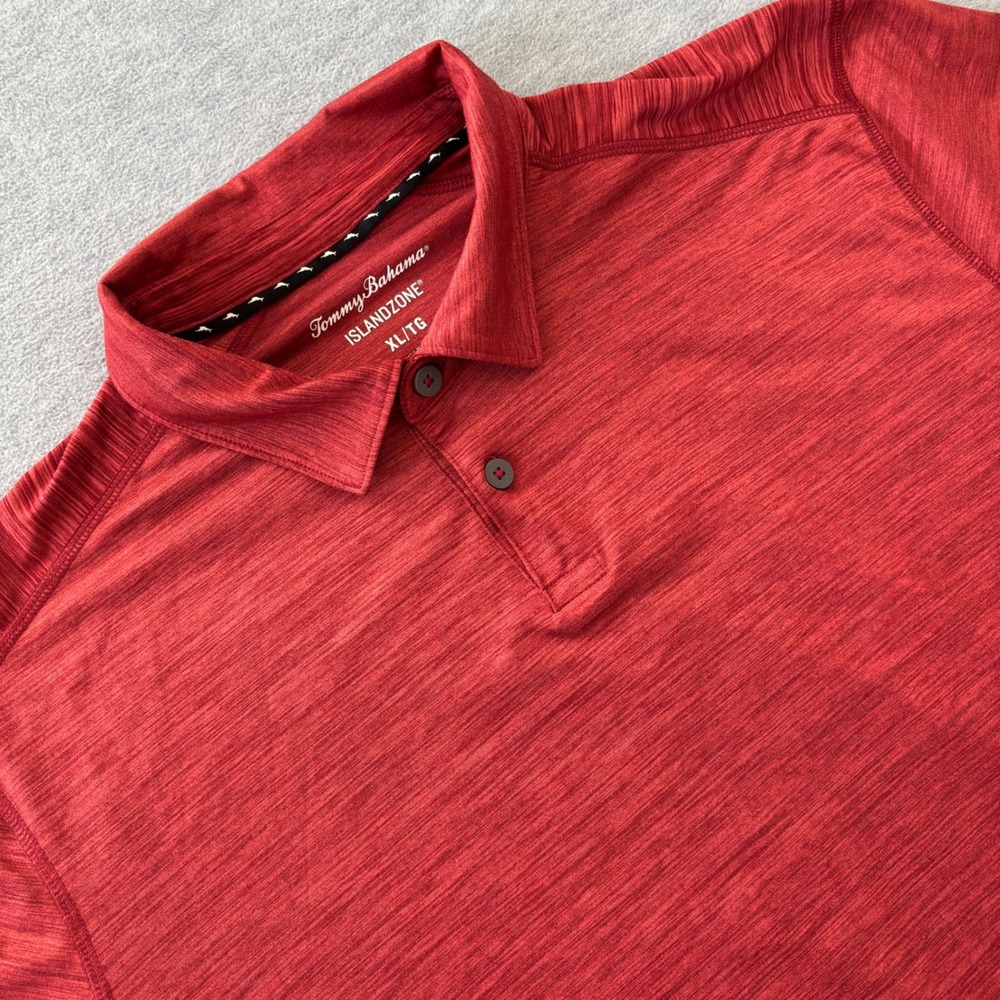 Tommy Bahama IslandZone Men XL Red Heathered Short Sleeve Performance Polo Shirt